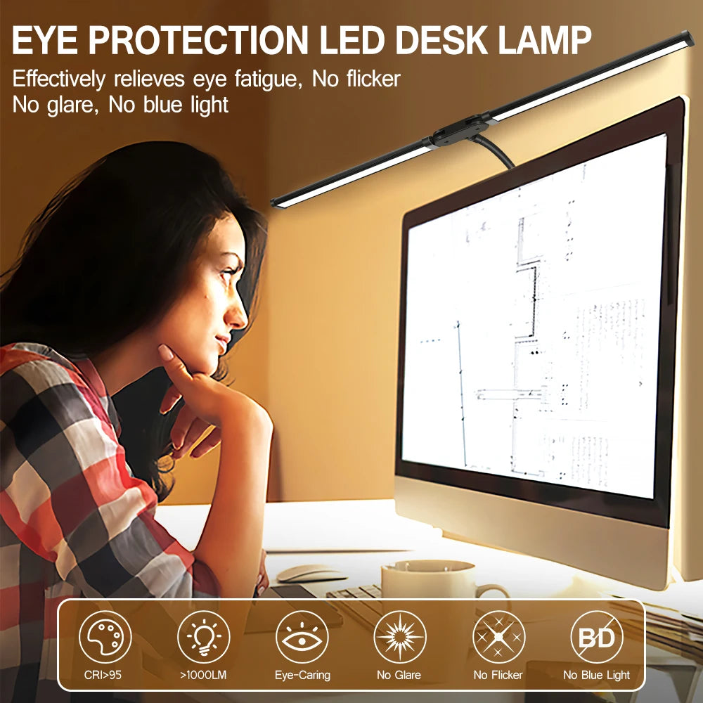 USB Double  LED Desk Lamp Dimmable Eye Protection. 3 Color Mode For Office
