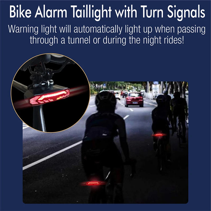 Bike Alarm & Tail Light with Turn Signals and Waterproof USB Rechargeable  Electric Bell